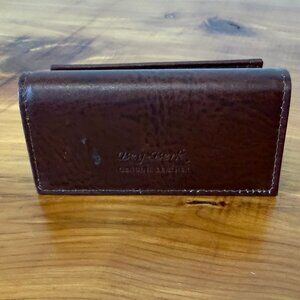 Bey-Berk Brown Genuine Leather Desk Business Card Stand Holder